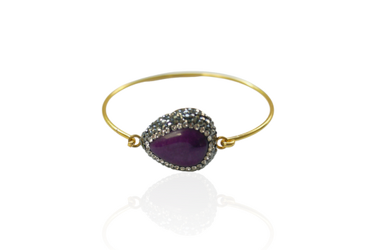 Amethyst Rhinestone Bangle Cuff Bracelet