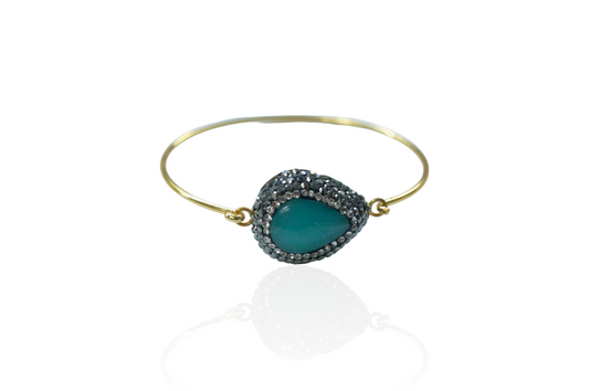 Chalcedony Rhinestone Bangle Cuff Bracelet