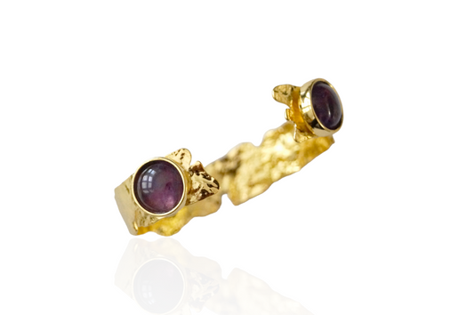 Amethyst Cuff Bracelet Bangle Gold - Onesize