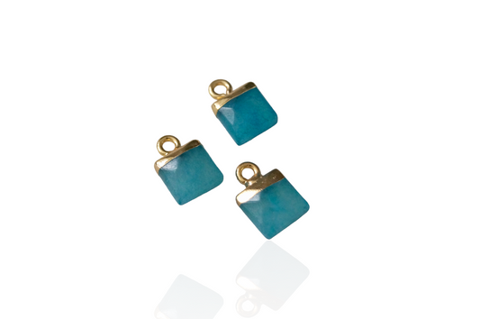 Mini Square Apatite Gemstone Charm Pendant