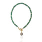 Green Aventurine Pearl Droplet Toggle Necklace