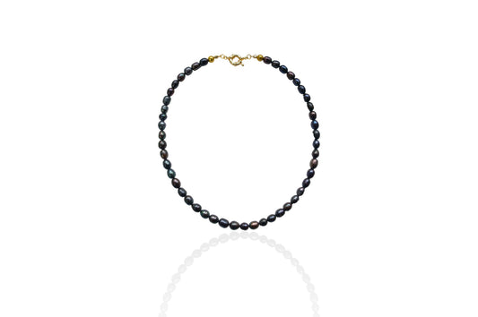 Simple Peacock Black Pearl Choker Necklace