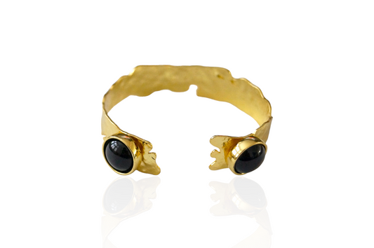 Onyx Cuff Bracelet Bangle Gold - Onesize