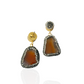 Irregular Agate Rhinestone Earrings - Brown