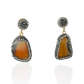 Irregular Agate Rhinestone Earrings - Brown