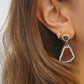 Irregular Agate Rhinestone Earrings - Brown