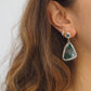 Irregular Agate Rhinestone Earrings - Emerald