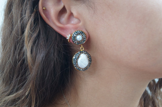 Lux Pearl Round Drop Earrings