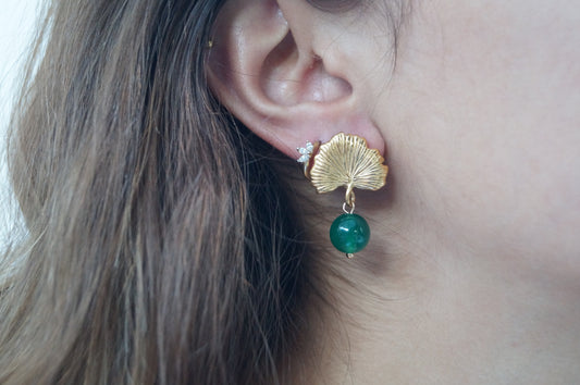 Rai Fan Green Shell Droplet Earrings