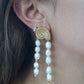 Coral Shell Pearl Drop Statement Earrings