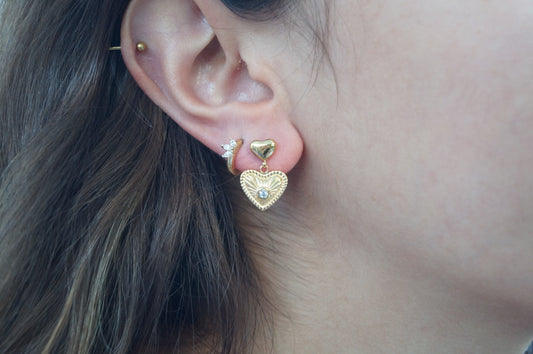 Mini Double Heart Droplet Earrings