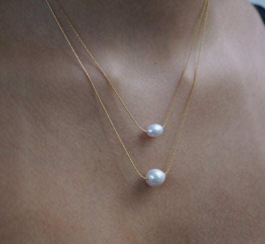 Double Layered Pearl Drop Neda Necklace