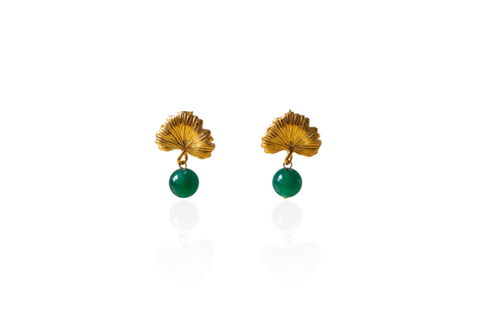 Rai Fan Green Shell Droplet Earrings