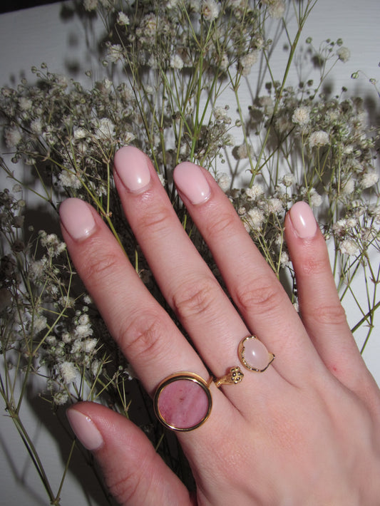 Rosey 925 Gold Plated Rose Quartz Ring - Onesize