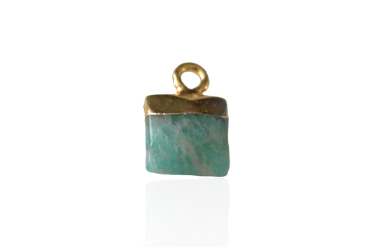 Mini Square Amazonite Gemstone Charm Pendant