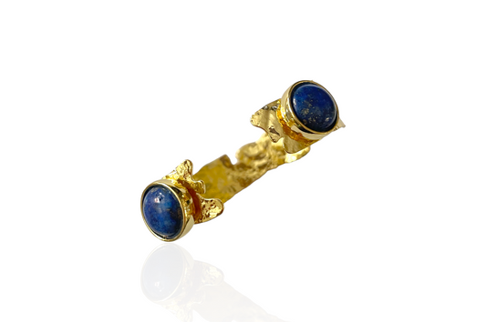 Lapis Cuff Bracelet Bangle Gold - Onesize