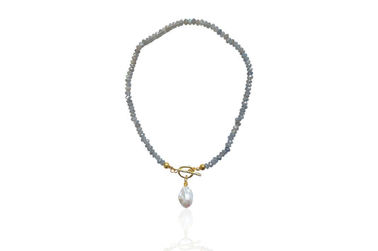 Baroque Pearl Labradorite Toggle Necklace