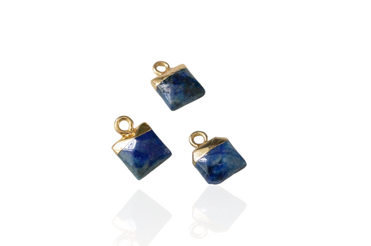 Mini Square Lapis Gemstone Charm Pendant