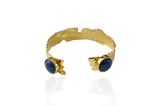 Lapis Cuff Bracelet Bangle Gold - Onesize