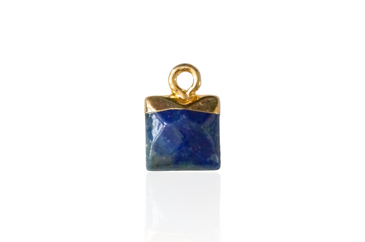 Mini Square Lapis Gemstone Charm Pendant