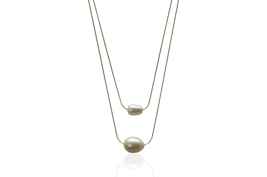 Double Layered Pearl Drop Neda Necklace