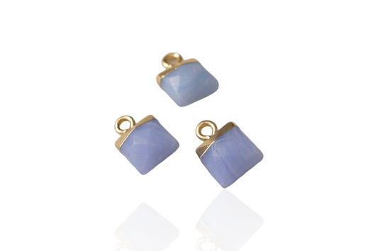 Mini Square Chalcedony Charm Pendant