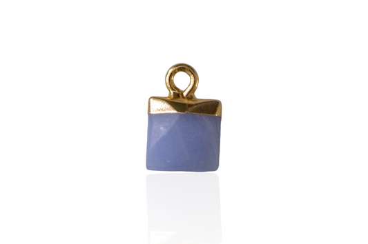 Mini Square Chalcedony Charm Pendant