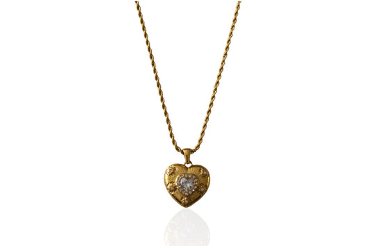 Lovey Heart Crystal Rope Necklace