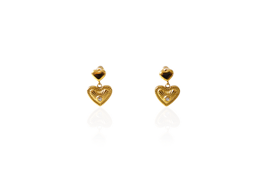 Mini Double Heart Droplet Earrings