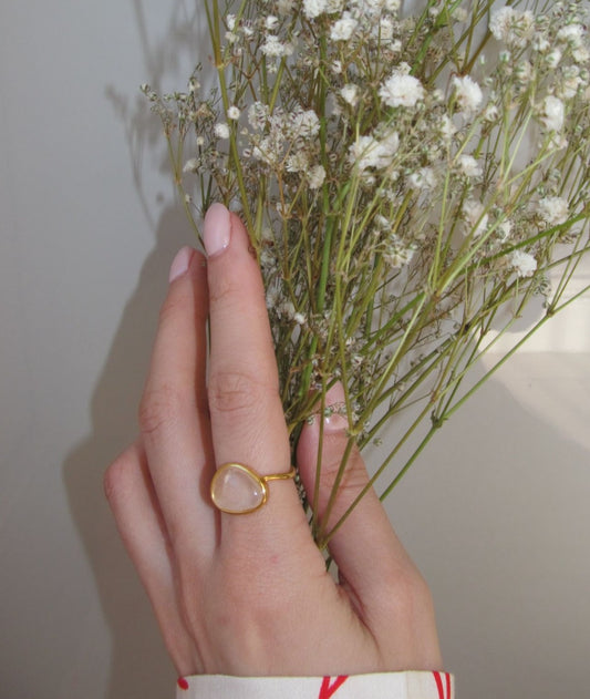 Clear Quartz Stone Round Sarai Ring - Onesize