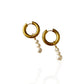 Mimi Pearl Drop Hoop Earrings - Free Agate Charm