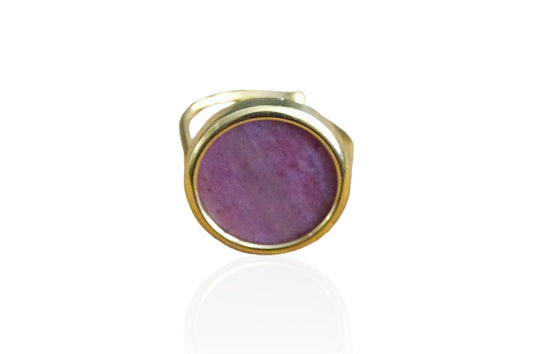 Agate Stone Round Ibiza Ring - Onesize