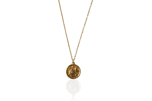 Pyari PVD plated Sun Moon Pendant Necklace