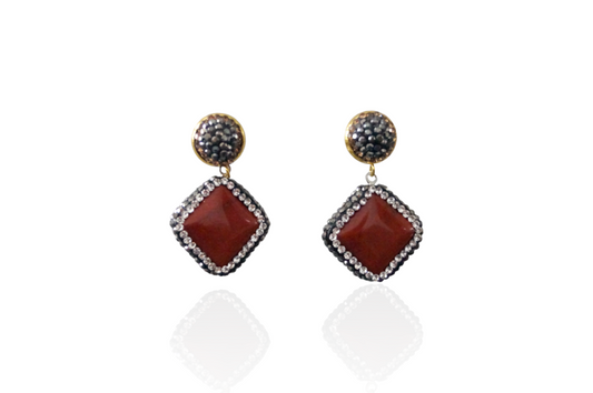 Jasper Diamond Droplet Earrings