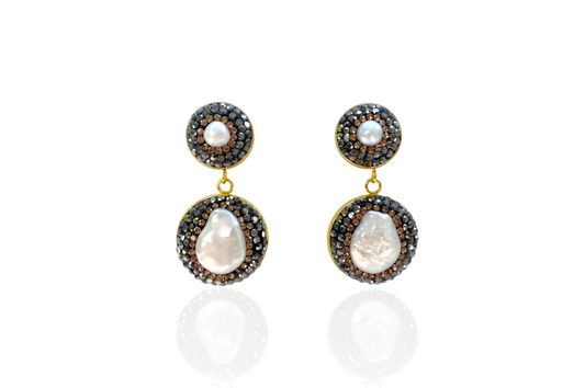 Lux Pearl Round Drop Earrings