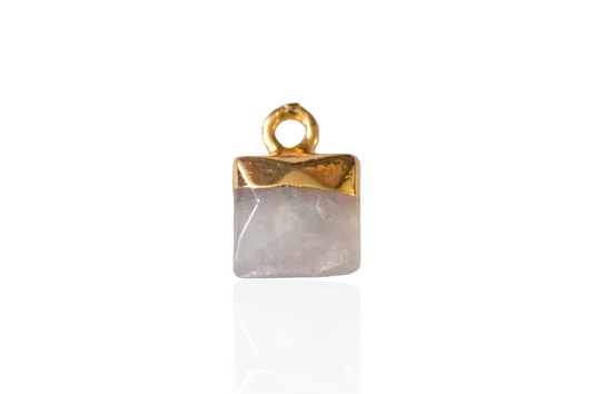 Mini Square Rose Quartz Charm Pendant