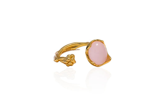 Rosey 925 Gold Plated Rose Quartz Ring - Onesize