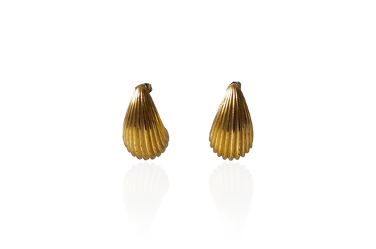 Textured Waterdrop Pani Earrings - Gold