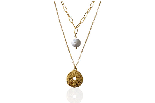 Stella Pearl Pendant Multi Layer Necklace