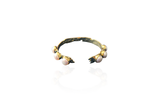 Thin Freshwater Pearl Bangle Cuff Bracelet