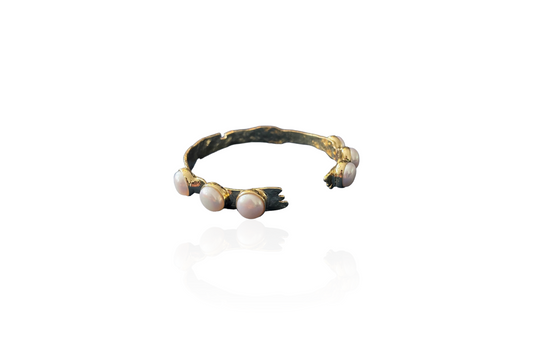 Thin Freshwater Pearl Bangle Cuff Bracelet