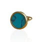 Turquoise Stone Round Ibiza Ring - Onesize