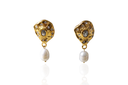 Vintage Look Crystal Pearl Drop Vino Earrings