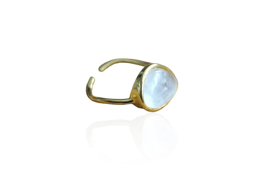 Clear Quartz Stone Round Sarai Ring - Onesize