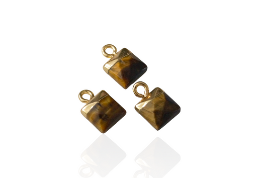 Mini Square Tiger Eye Charm Pendant